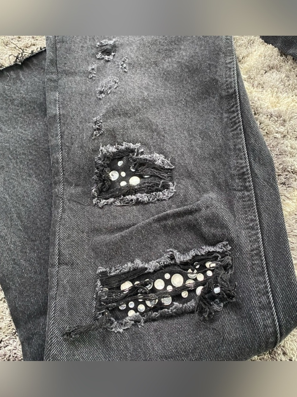 Distressed Jeans with Rhinestones - Picture 4 of 6